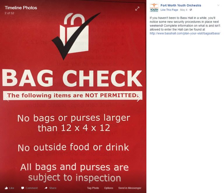 Bag check policy new arrivals