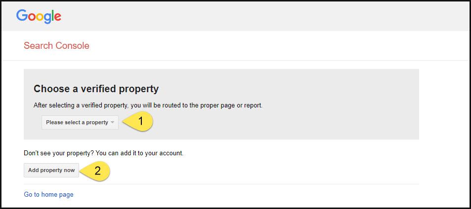 Screenshot of URL removal tool where you select the property to use.