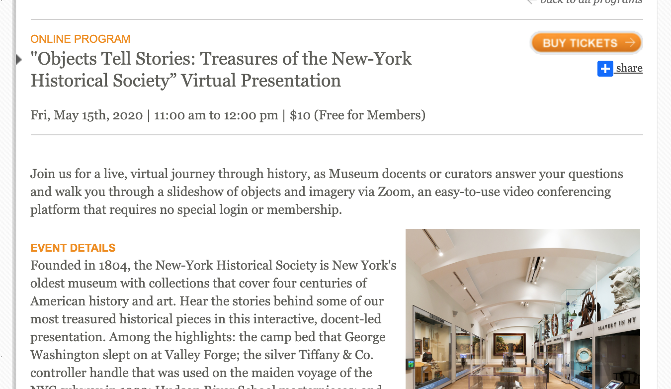 New-York Historical Society Virtual Presentation Screenshot